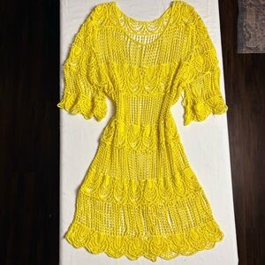 Bright Yellow Beachy Boho CoverUp- Large